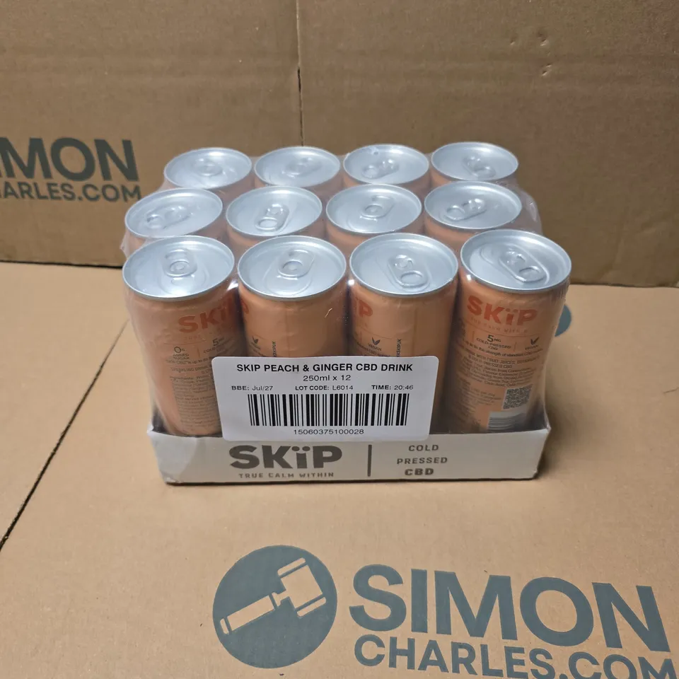 SKIP PEACH & GINGER CBD DRINK 250ML X 12