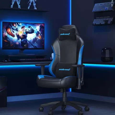 BOXED ANDASEAT LUNA PREMIUM LARGE GAMING CHAIR - BLACK/BLUE