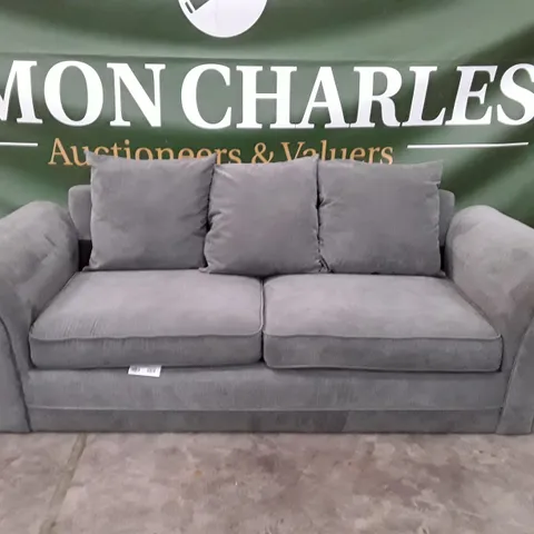 DESIGNER 3 SEATER SOFA - GREY FABRIC