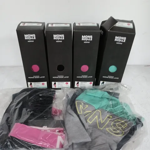 LOT OF 10 MONS ROYALE MERINO BASE LAYERS - VARIOUS SIZES AND COLOURS