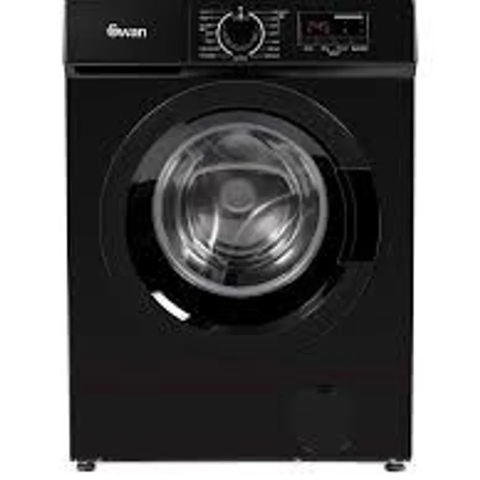 BOXED SWAN SW75130B 9KG LOAD, 1400 SPIN FREESTANDING WASHING MACHINE - BLACK