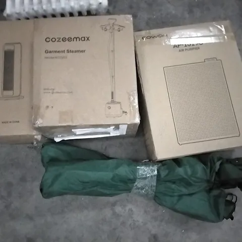 PALLET OF ASSORTED ITEMS INCLUDING LEVEL8 SUITCASE, COZEEMAX GARMENT STEAMER COWAYBAIR PURIFIER, ZENIDA WALL MIRROR, TOWER FAN