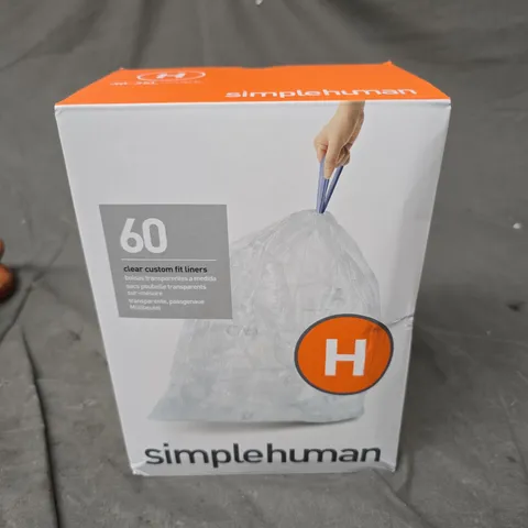 BOXED SIMPLEHUMAN 60 CLEAR CUSTOM FIT LINERS - M