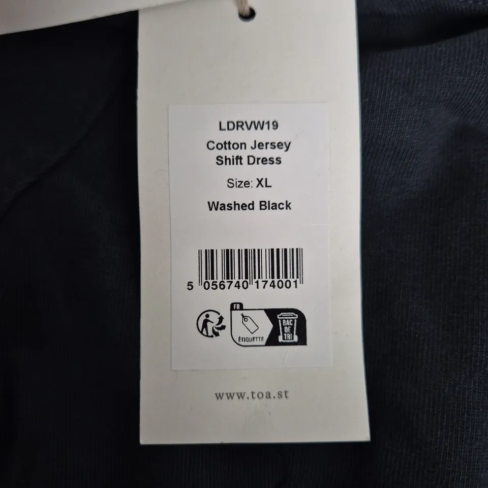 TOAST COTTON JERSEY SHIFT DRESS – WASHED BLACK, XL