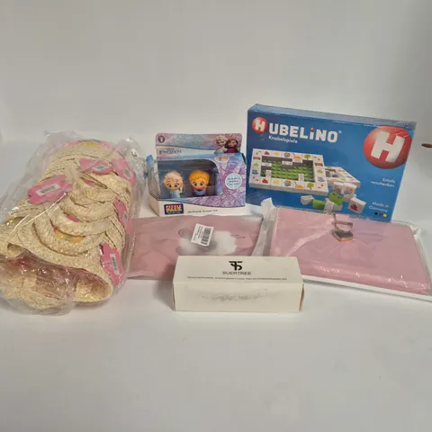 APPROXIMATELY 80 ASSORTED CHILDRENS TOYS & ACCESSORIES TO INCLUDE 3D PUZZLE ERASER SET, FLOWER BASKET APRON, ETC - COLLECTION ONLY