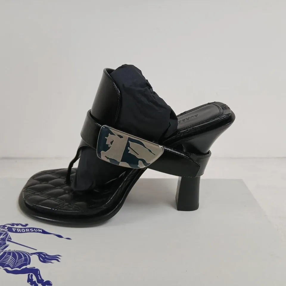 BURBERRY ALF BAY SANDAL – BLACK LEATHER, WOMEN'S UK 6 (EU 39) 