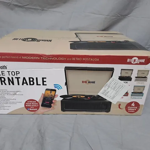 RETRO MUSIQUE BLUETOOTH TABLETOP TURNTABLE – CREAM, WITH FM RADIO
