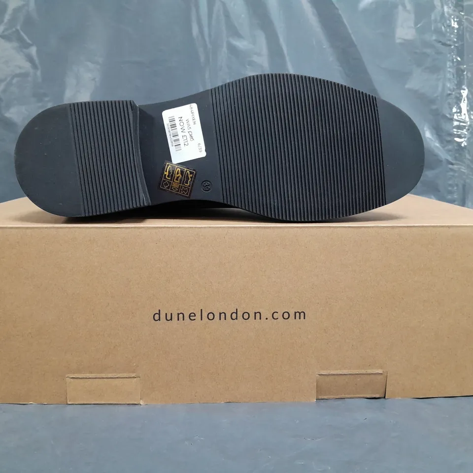 BOXED PAIR OF DUNE LONDON 484 PIXEN BOOTS IN BLACK SIZE 6