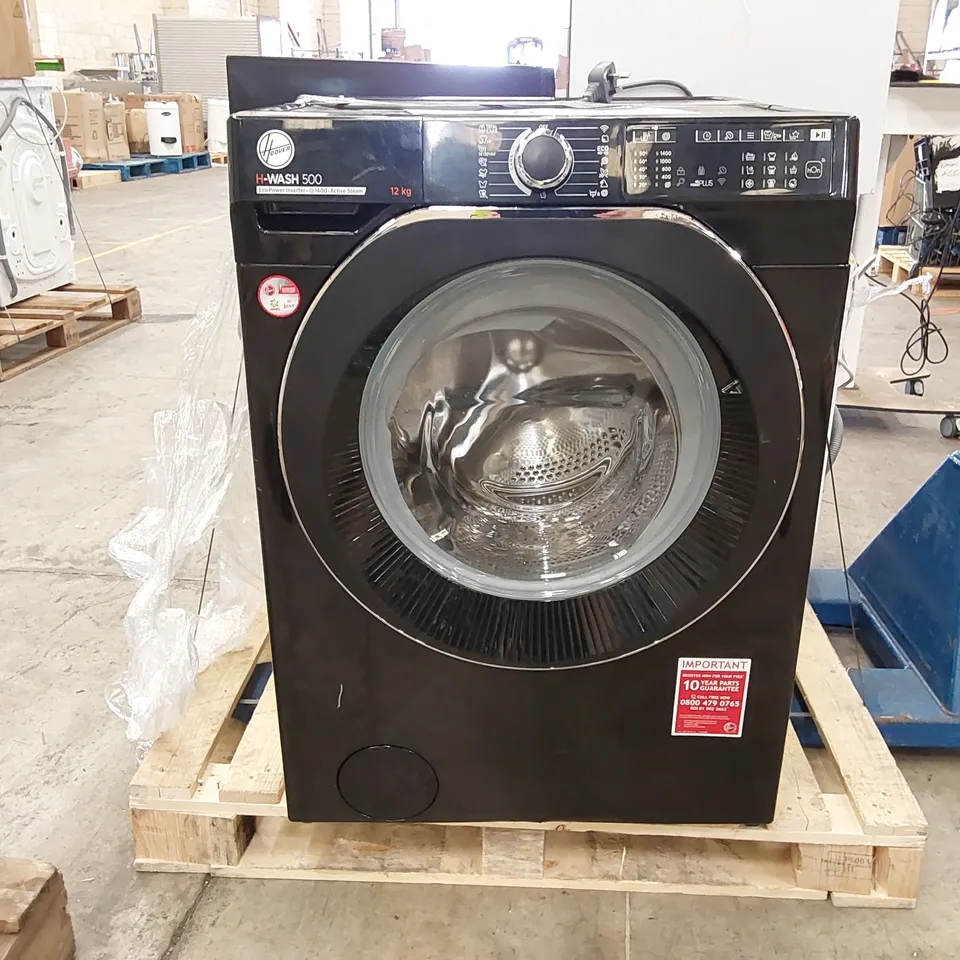 HOOVER H-WASH 500 HW412AMBCB FREESTANDING WASHING MACHINE, LARGE CAPACITY, ENERGY CLASS A, 12 KG LOAD, 1400 RPM, BLACK 