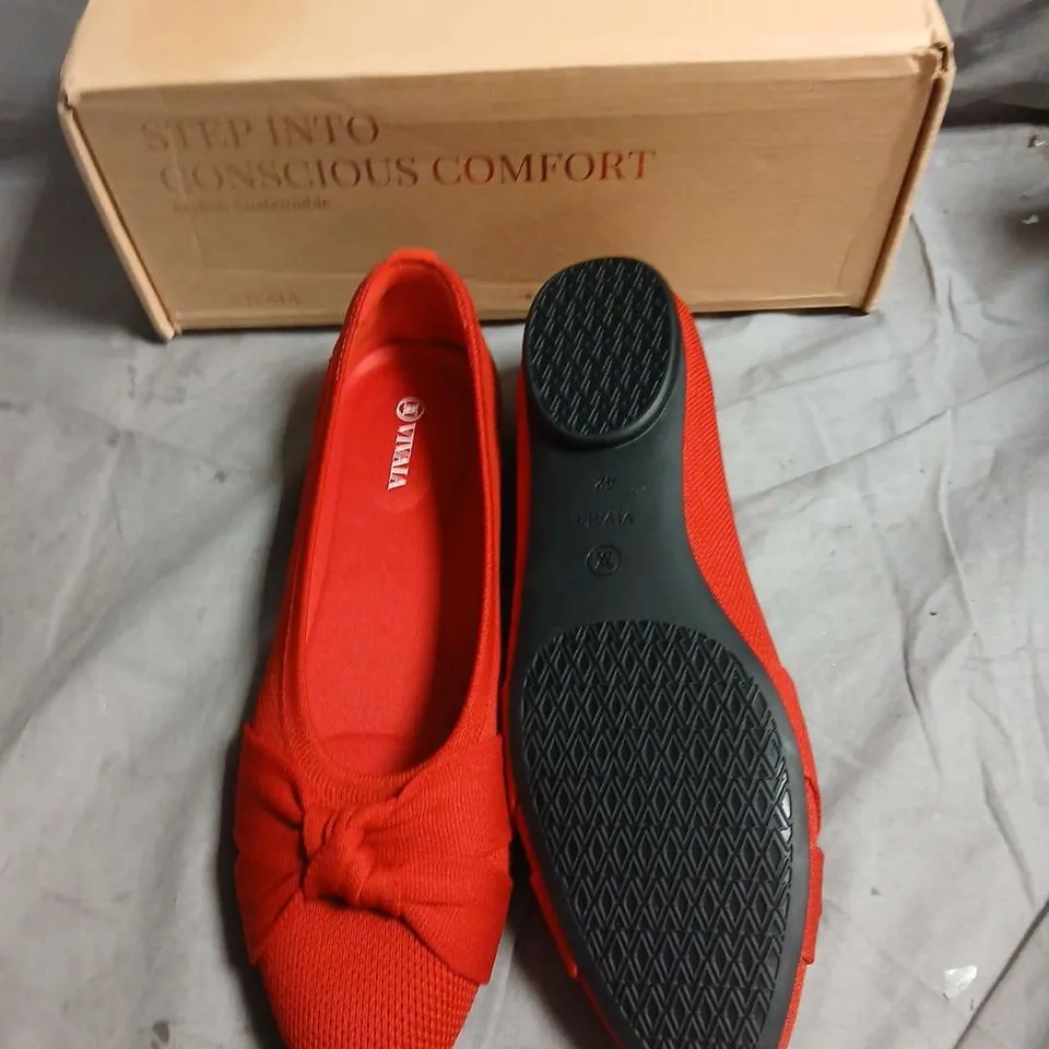 VIVAIA RED KNIT BALLET FLATS WITH KNOT DETAIL – SIZE EUR 42
