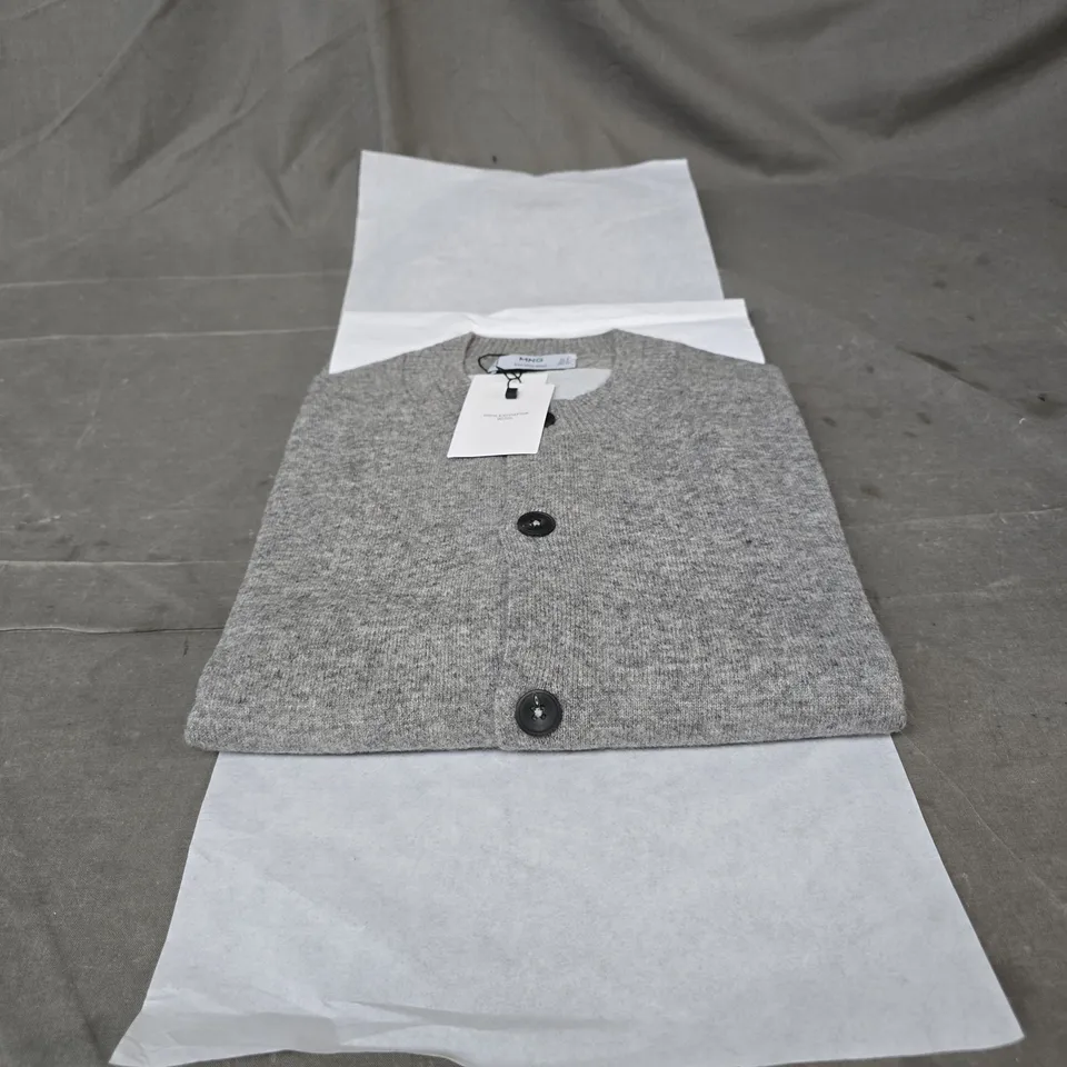 MANGO EXTRAFINE WOOL CARDIGAN – GREY, SIZE S (WOMEN)