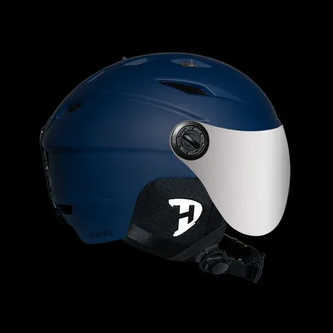 BOXED DAYTONA CARVER SKI HELMET - ADJUSTABLE SKI HELMET FOR MEN, WOMEN & YOUTH - DULL BLUE WITH ANTI-FOG VISOR SIZE MEDIUM