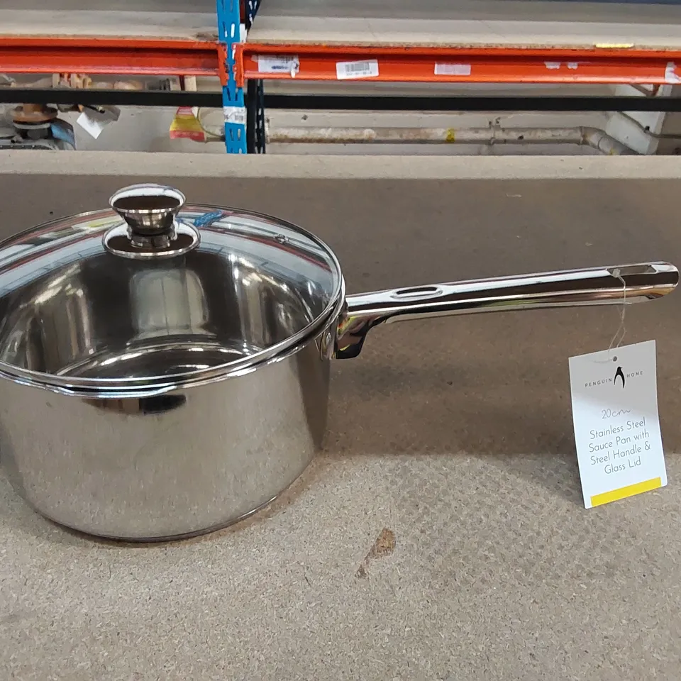 BOXED PENGUIN HOME 20CM STAINLESS STEEL SAUCEPAN WITH LID (1 BOX)