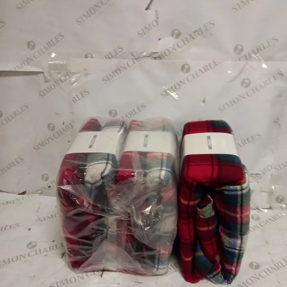 BRAND NEW LOT 3 RED TARTAN BRUSHED COTTON REVERSIBLE DUVET SET - DOUBLE 