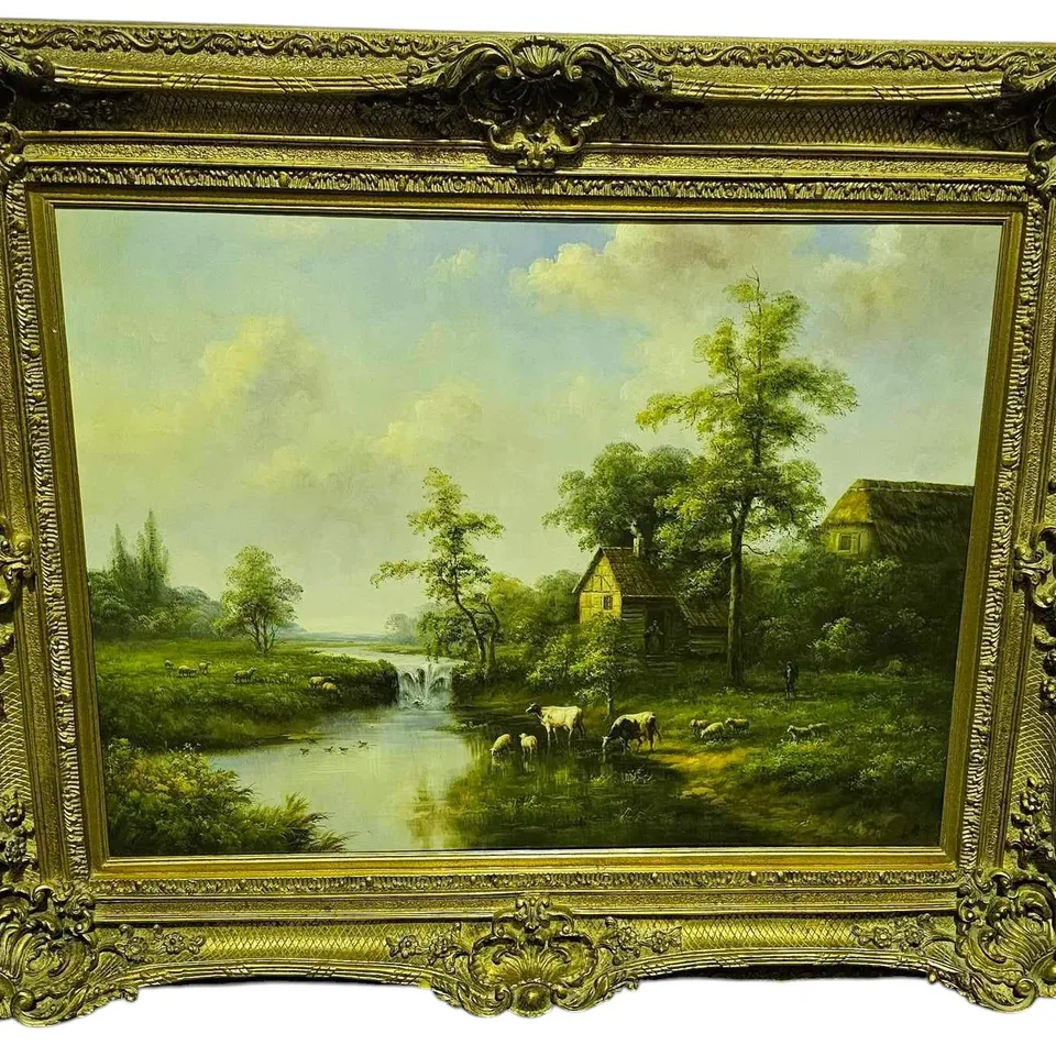 VICTORIAN PASTORAL MEADOWS AND ANIMALS 19TH CENTURY OIL PAINTING RRP £1800