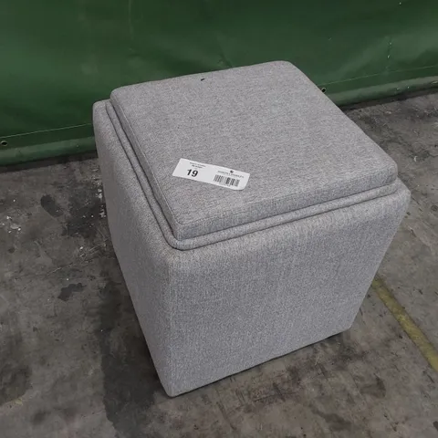 QUALITY BRITISH MADE LOUNGE Co SQUARE REVERSE TOP STORAGE FOOTSTOOL GREY FABRIC