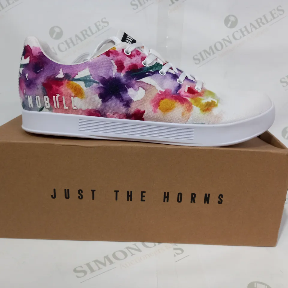 BOXED PAIR OF NOBULL CANVAS TRAINERS IN MULTICOLOUR UK SIZE 11.5