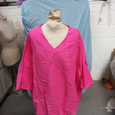 KIT AND KABOODAL FUCHSIA LINEN V-NECK TOP – ONE SIZE (UK 8–26) 
