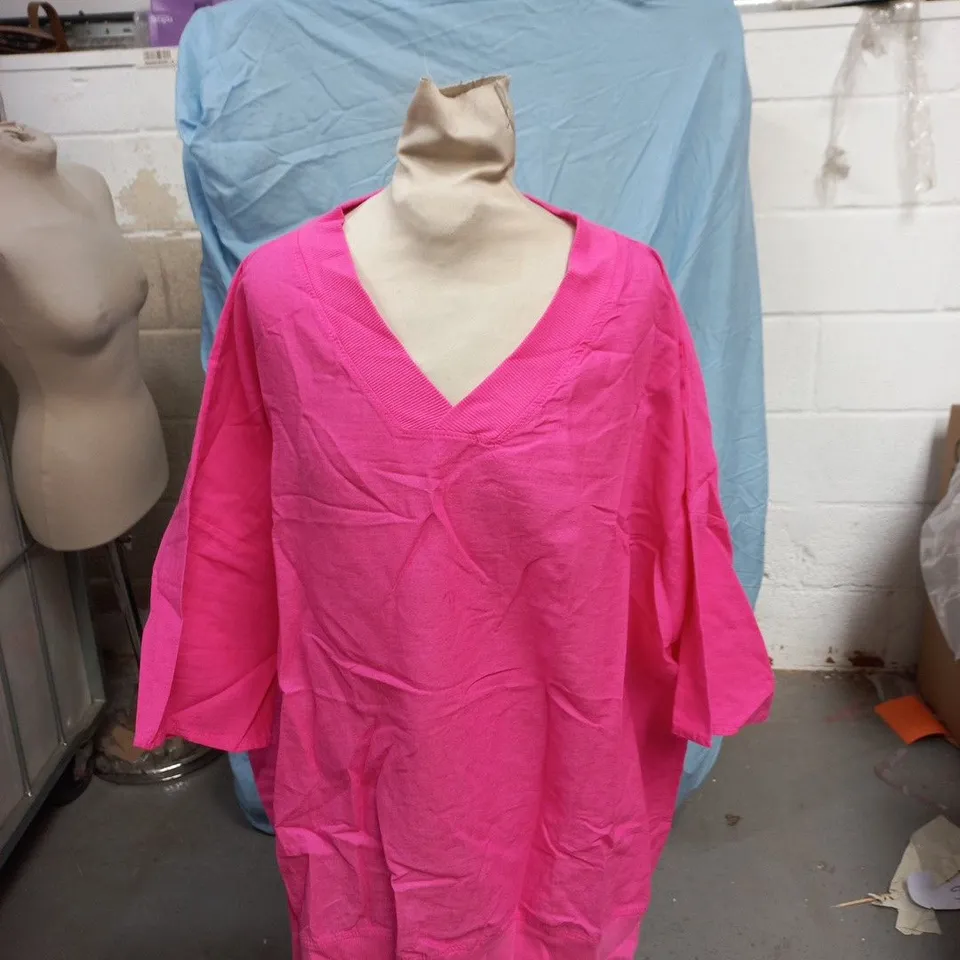 KIT AND KABOODAL FUCHSIA LINEN V-NECK TOP – ONE SIZE (UK 8–26) 