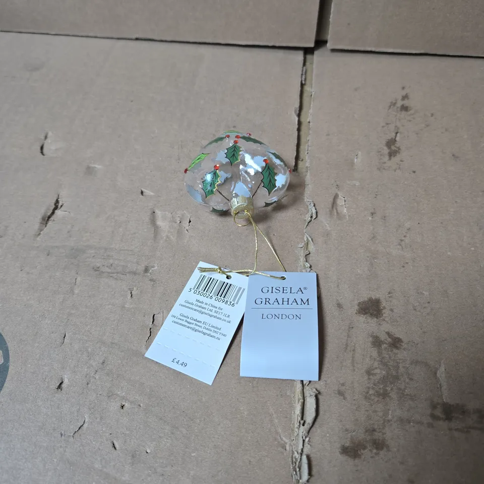 BOX OF 12 GISELA GRAHAM HEART SHAPED CHRISTMAS HANGING DECORATIONS 