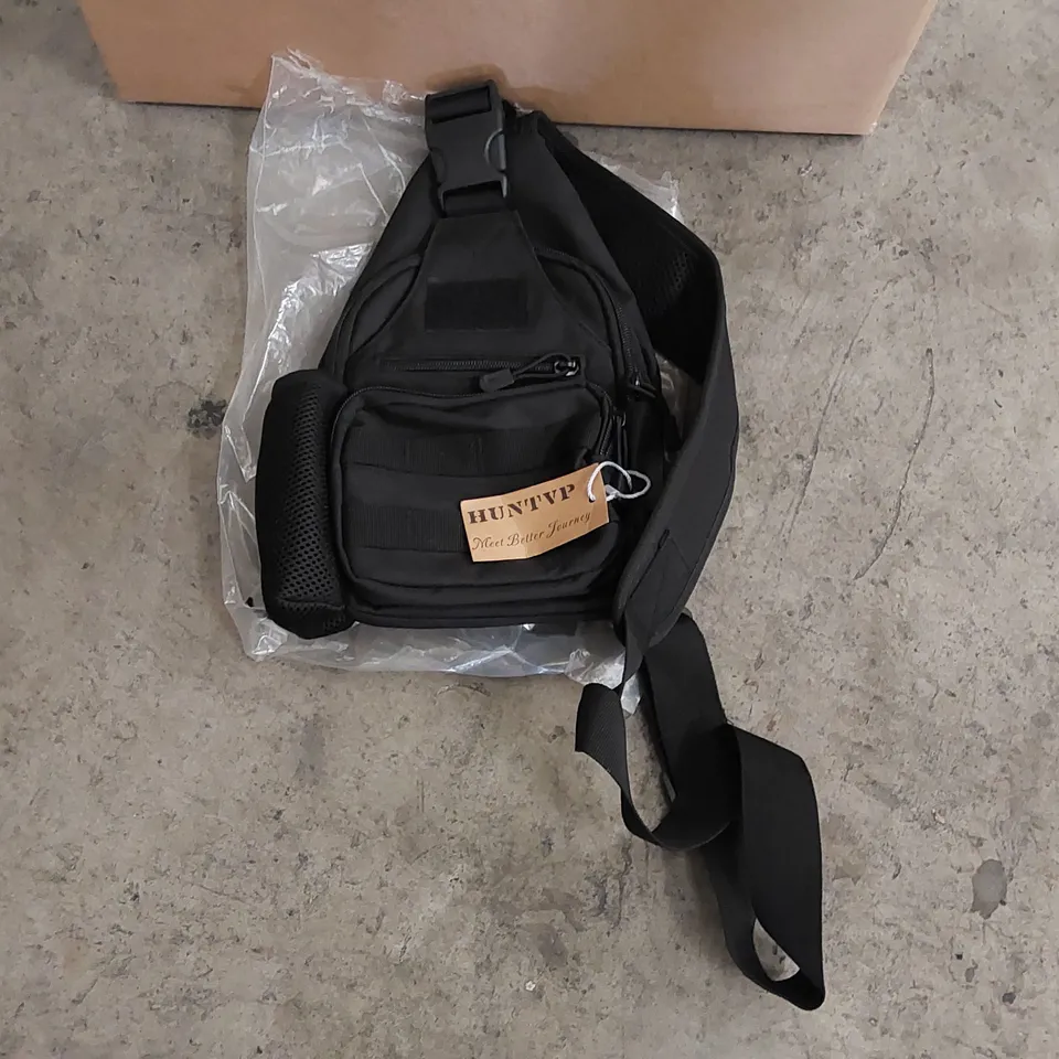 BRAND NEW BAGGED HUNTVP TACTICAL MILITARY CHEST BAG CROSSBODY SHOULDER SLING PACK BACKPACK - BLACK (1 ITEM)