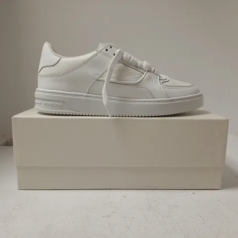 BOXED PAIR OF REPRESENT APEX TRAINERS IN OFF WHITE SIZE UK 10