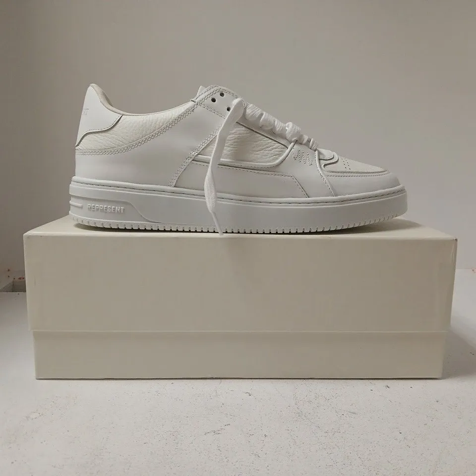 BOXED PAIR OF REPRESENT APEX TRAINERS IN OFF WHITE SIZE UK 10