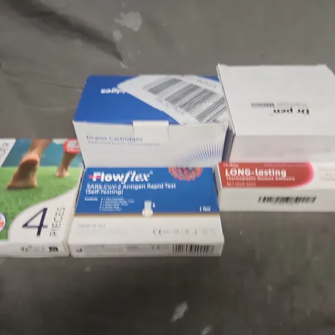 APPROX 5 ASOSRTED ITEMS TO INCLUDE TOE SPREADER , DENTURE ADHESIVE AND ANTIGEN RAPID TEST