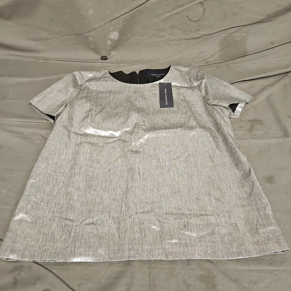 FRENCH CONNECTION SHORT SLEEVE DISCO TOP SILVER SIZE 14