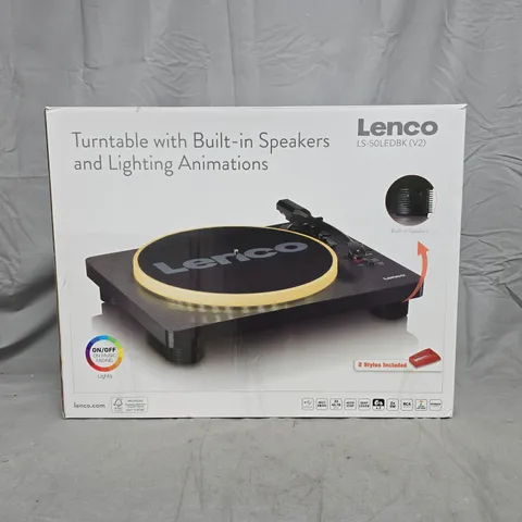 BOXED LENCO LS-50LEDK (V2) TURNTABLE WITH BUILT-IN SPEAKERS