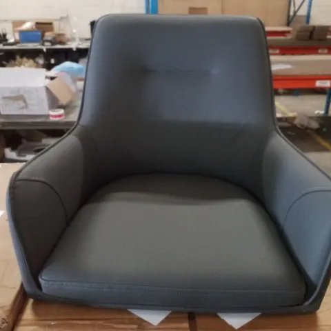 BOXED CLIPOP ERGONOMIC FAUX LEATHER UPHOLSTERED DINING CHAIRS SET OF 2, PADDED SEAT FOR KITCHEN - GREY-