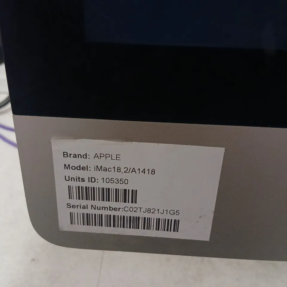 APPLE IMAC 27-INCH ALL-IN-ONE (IMAC18,2/A1418) – UNIT ID 105350- DAMAGED SCREEN
