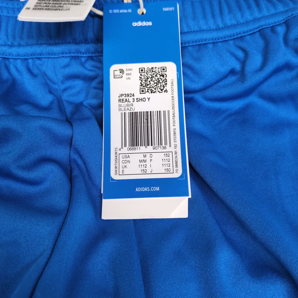 ADIDAS REAL MADRID SHORTS BLUE AGE 11 - 12 WITH TAGS