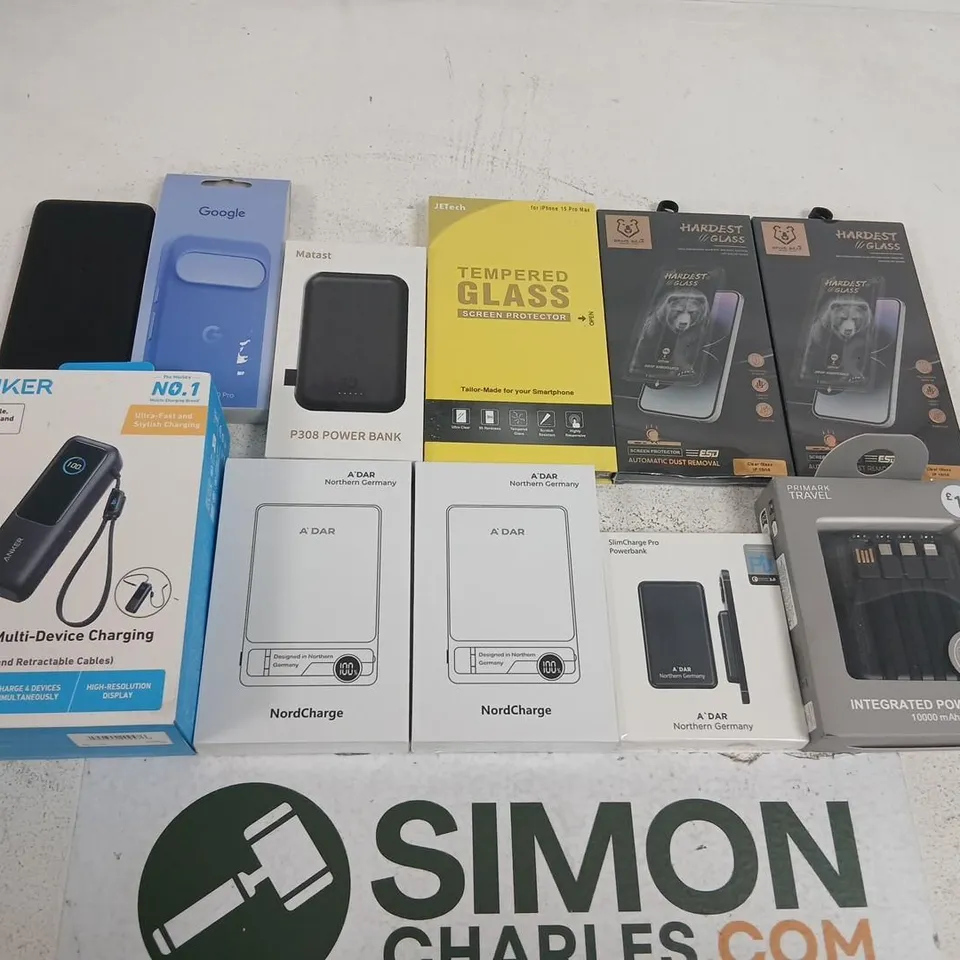 ASSORTED MOBILE PHONE ACCESSORIES BUNDLE: POWER BANKS, CABLES, CHARGERS AND SCREEN PROTECTORS