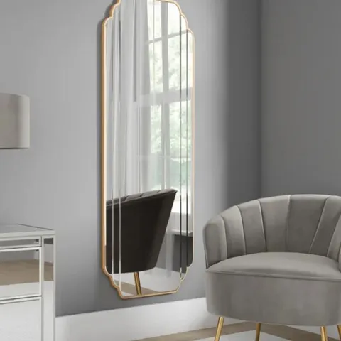 BOXED EQUATORIAL RECTANGLE FULL LENGTH WALL MIRROR - GOLD (1 BOX)