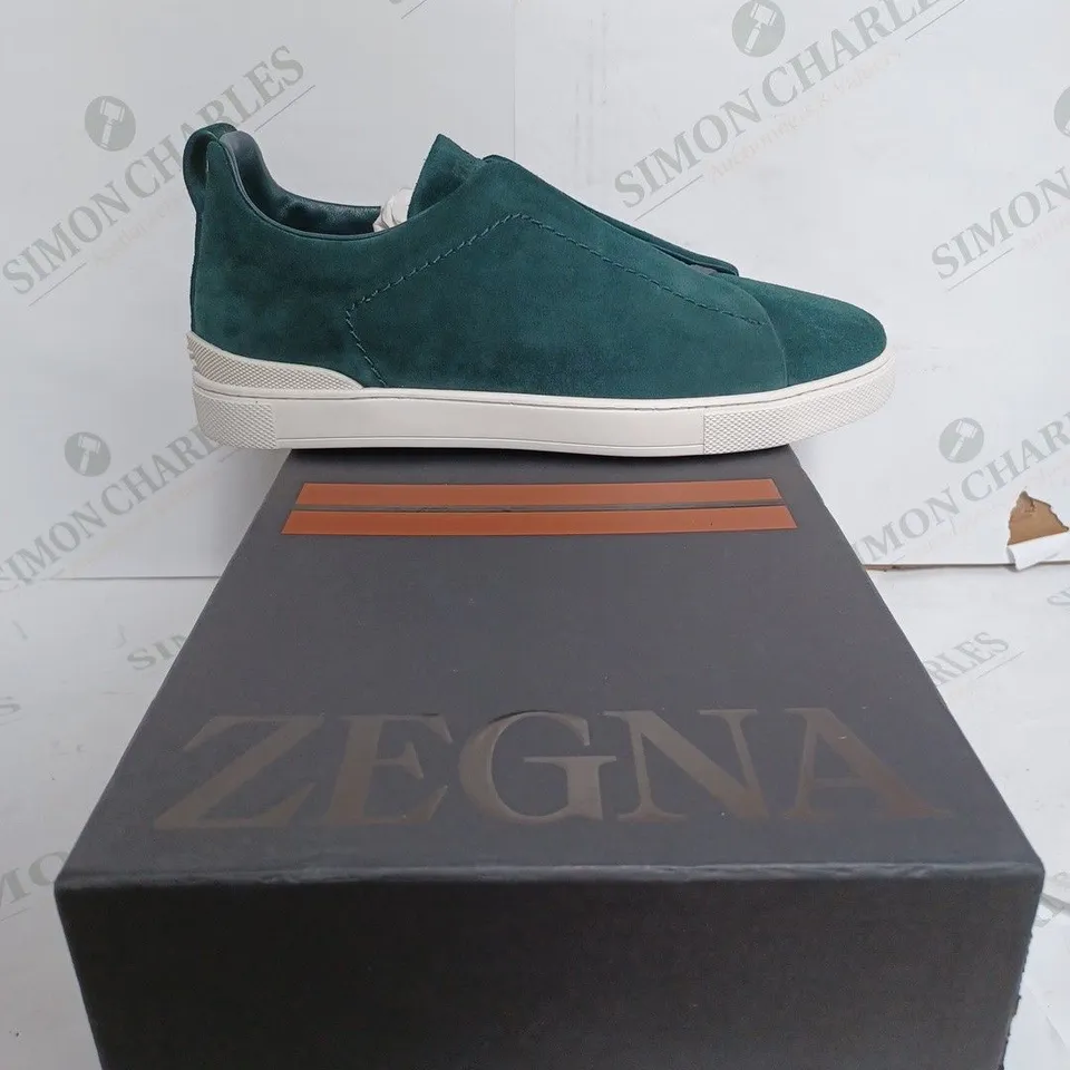 ZEGNA TRIPLE STITCH MOSS GREEN TRAINERS - US 9 