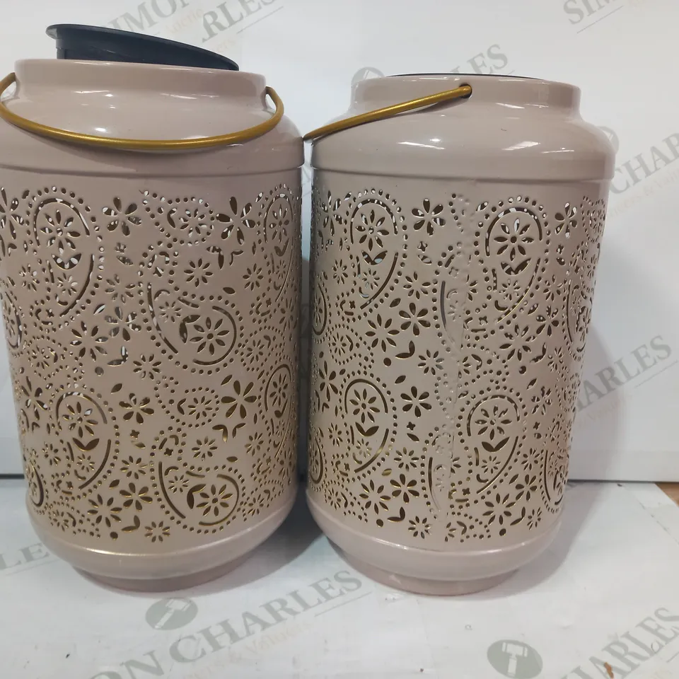 GARDEN REFLECTIONS SET OF 2 PATTERNED SOLAR LANTERNS
