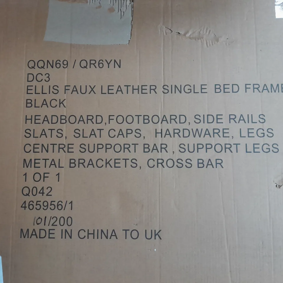 BOXED ELLIS BLACK FAUX LEATHER SINGLE BED FRAME - COLLECTION ONLY  RRP £109