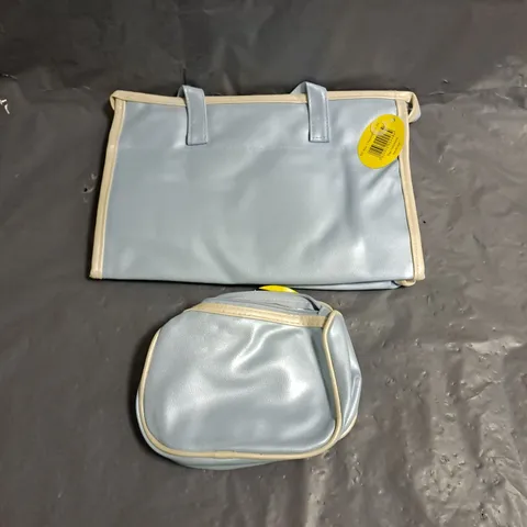 BOX OF APPROX 100 BAGS UNLIMITED HANDBAG & MATCHING PURSE IN BLUE - COLLECTION ONLY