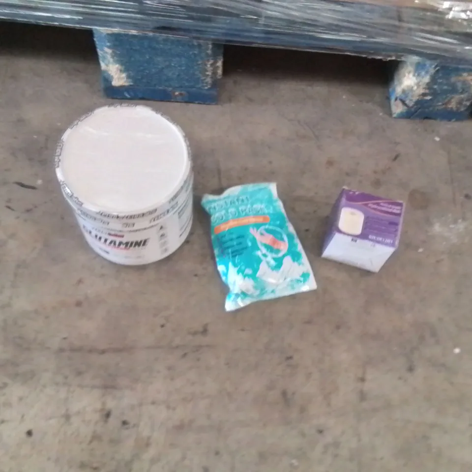 PALLET CONTAINING A LARGE QUANTITY OF PHARMACY PRODUCTS TO INCLUDE;INSTANT COLD PACK,GLUTAMINE,DRESSING ROLL