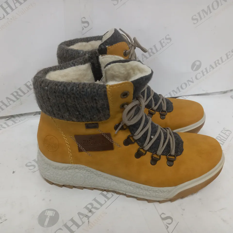 BOXED RIEKER ANTISTRESSTRAINER LACE BOOT YELLOW SIZE 5
