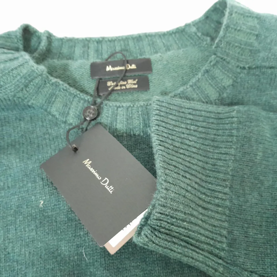 MASSIMO DUTTI EXTRAFINE WOOL GREEN JUMPER - EUR L