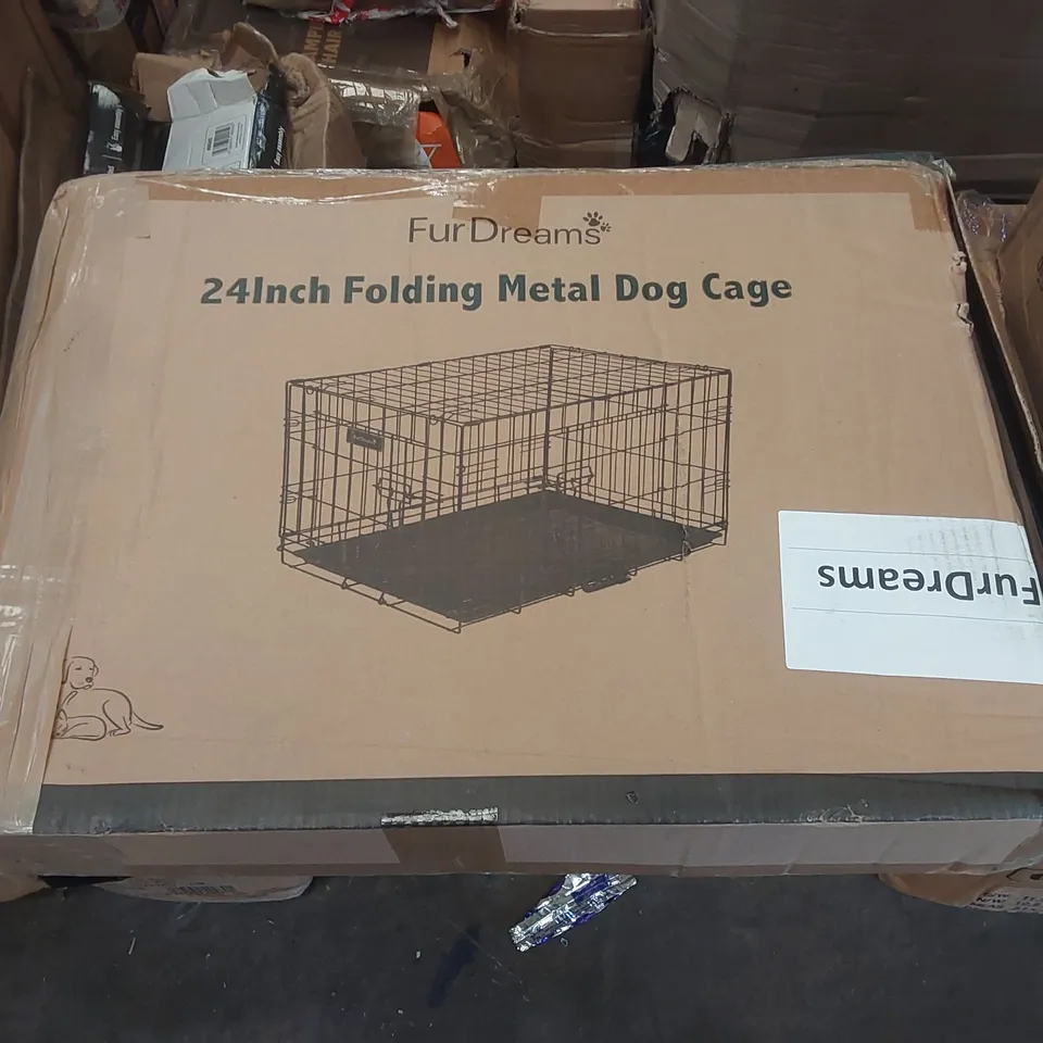 BOXED FURDREAMS 24" FOLDING METAL DOG CAGE