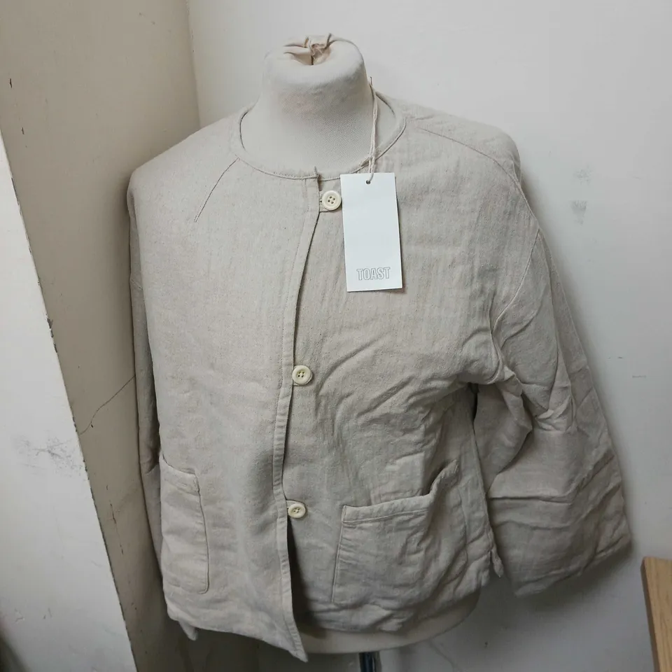 TOAST QUILTED COTTON LINEN JACKET PEBBLE SIZE S