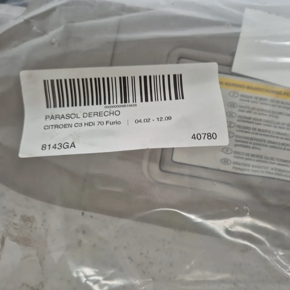 CITROËN C3 HDI 70 SUN VISOR – RIGHT-HAND (PARASOL DERECHO)