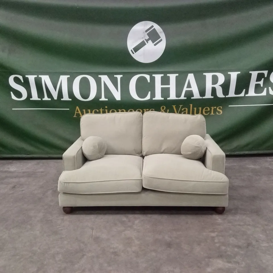 QUALITY DESIGNER ADDISON 2 SEATER SAGE GREEN VELVET SOFA