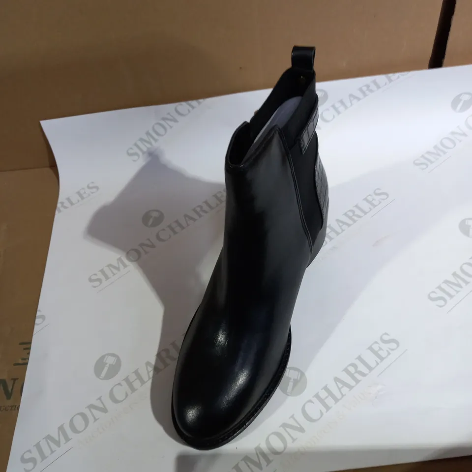 DUNE POETIC BLOCK HEEL BUCKLE ANKLE BOOTS - BLACK - UK 5