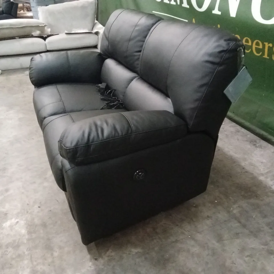 LEIGHTON LEATHER/FAUX LEATHER HIGH BACK 2 SEATER POWER RECLINER SOFA - BLACK RRP £1249
