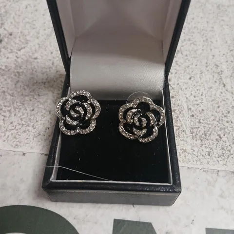 BUTLER & WILSON CRYSTAL ROSE EARRINGS