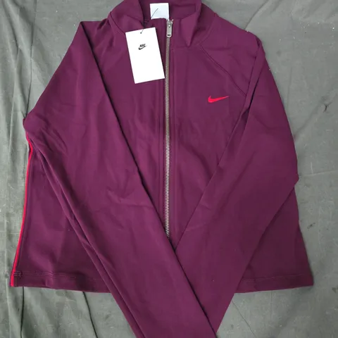 NIKE WOMEN'S LONG SLEEVE ZIP-UP JACKET IN BURGUNDY SIZE LARGE